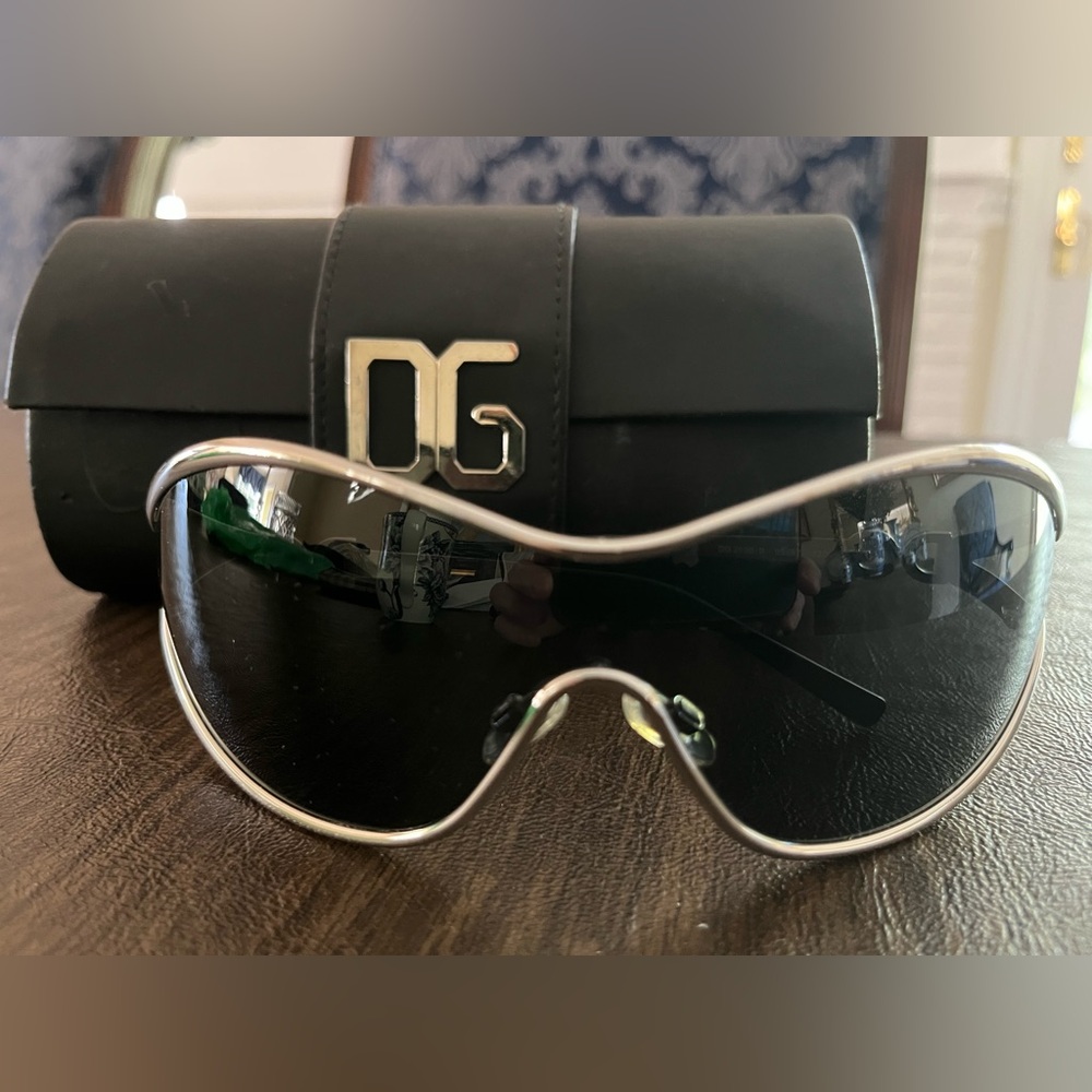 Dolce & Gabbana Silver Sunglasses with Rhinestone “DG” and case